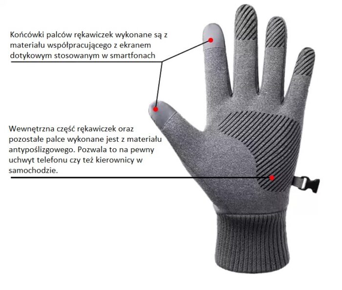 Zimowe rękawiczki dotykowe wodoodporne Lecerto - obrazek 7
