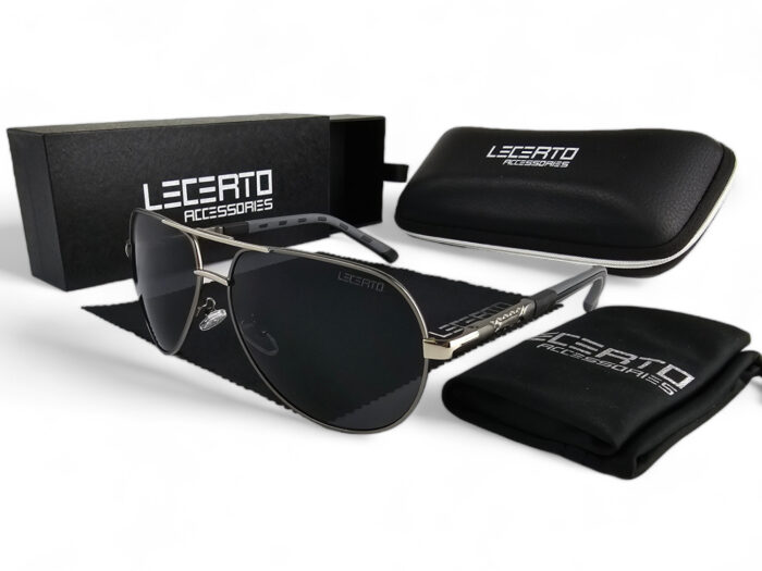 Okulary przeciwsłoneczne polaryzacyjne UV400 LECERTO AVIATOR 8725 ZESTAW - obrazek 7