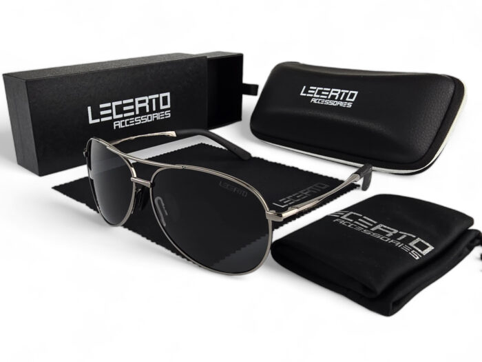 OKULARY PRZECIWSŁONECZNE POLARYZACYJNE UV400 LECERTO AVIATOR ZESTAW - obrazek 7