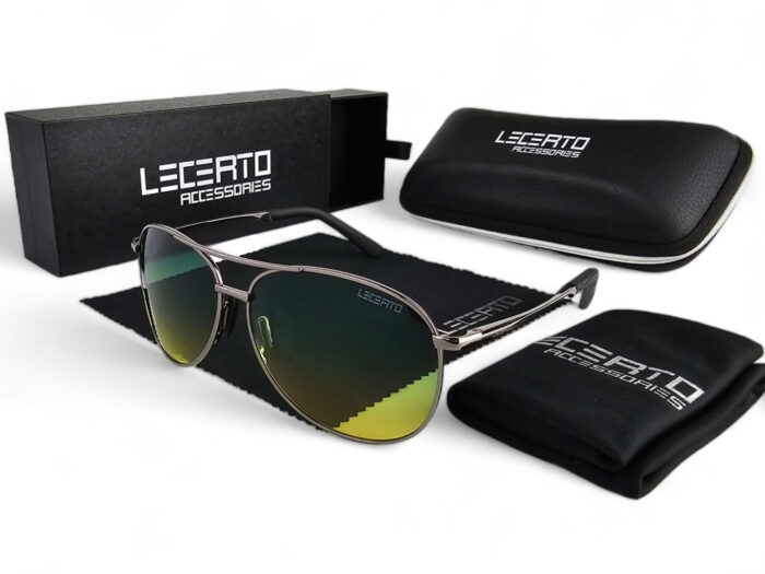 OKULARY PRZECIWSŁONECZNE POLARYZACYJNE UV400 LECERTO AVIATOR ZESTAW - obrazek 7