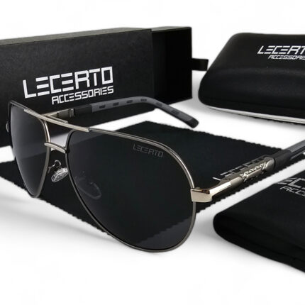 Okulary przeciwsłoneczne polaryzacyjne UV400 LECERTO AVIATOR 8725 ZESTAW