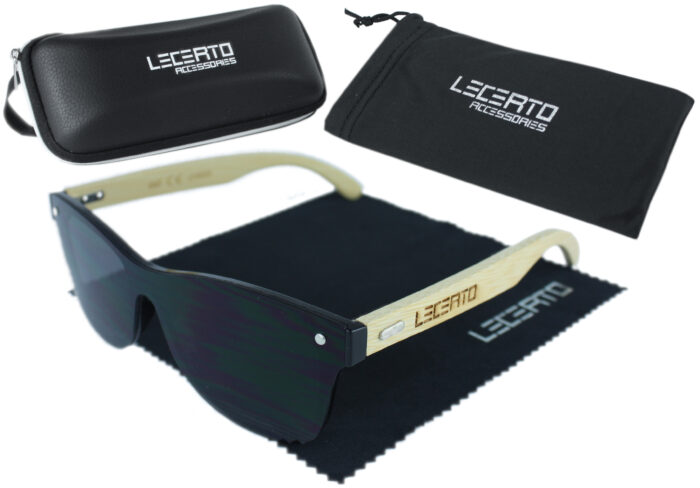 OKULARY PRZECIWSŁONECZNE DREWNIANE UV400 LECERTO ZESTAW - obrazek 8