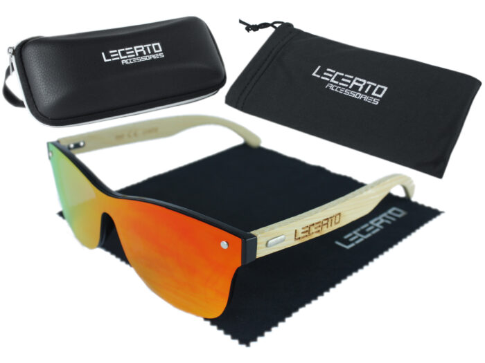 OKULARY PRZECIWSŁONECZNE DREWNIANE UV400 LECERTO ZESTAW - obrazek 8