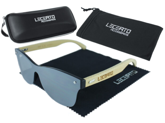 OKULARY PRZECIWSŁONECZNE DREWNIANE UV400 LECERTO ZESTAW - obrazek 6