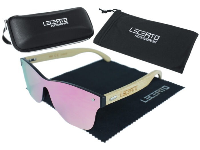 OKULARY PRZECIWSŁONECZNE DREWNIANE UV400 LECERTO ZESTAW - obrazek 6