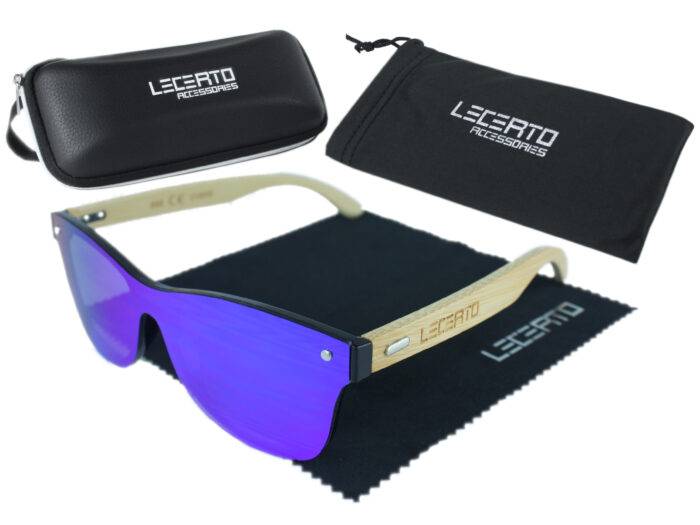 OKULARY PRZECIWSŁONECZNE DREWNIANE UV400 LECERTO ZESTAW - obrazek 8