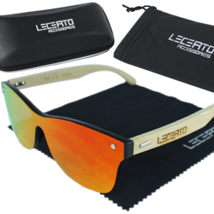 OKULARY PRZECIWSŁONECZNE DREWNIANE UV400 LECERTO ZESTAW