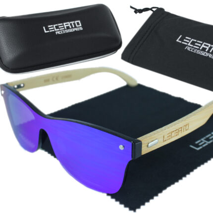 OKULARY PRZECIWSŁONECZNE DREWNIANE UV400 LECERTO ZESTAW