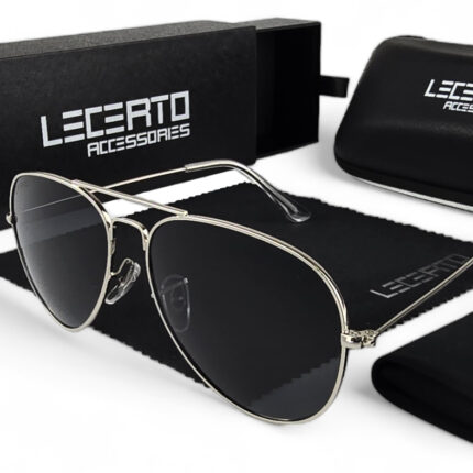 OKULARY PRZECIWSŁONECZNE POLARYZACYJNE UV400 LECERTO AVIATOR ZESTAW