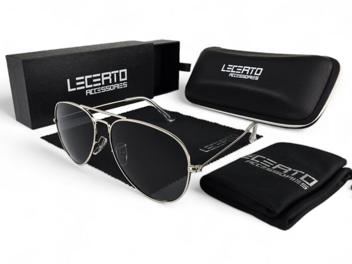 OKULARY PRZECIWSŁONECZNE POLARYZACYJNE UV400 LECERTO AVIATOR ZESTAW - obrazek 5