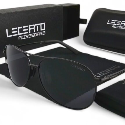 OKULARY PRZECIWSŁONECZNE POLARYZACYJNE UV400 LECERTO AVIATOR ZESTAW
