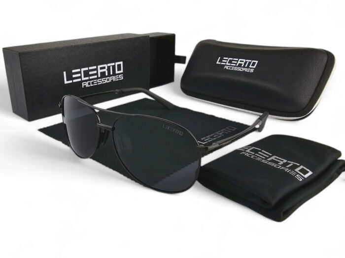 OKULARY PRZECIWSŁONECZNE POLARYZACYJNE UV400 LECERTO AVIATOR ZESTAW - obrazek 7