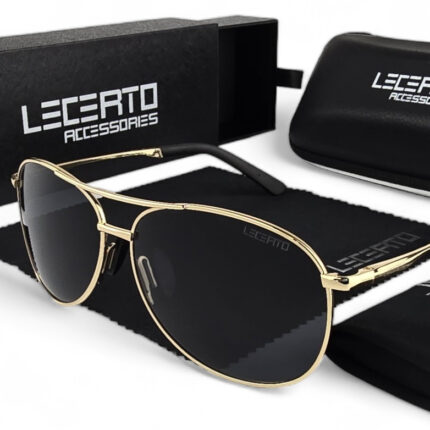 OKULARY PRZECIWSŁONECZNE POLARYZACYJNE UV400 LECERTO AVIATOR ZESTAW