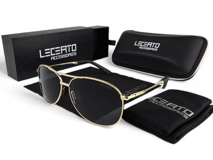 OKULARY PRZECIWSŁONECZNE POLARYZACYJNE UV400 LECERTO AVIATOR ZESTAW - obrazek 7