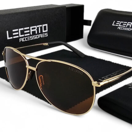 OKULARY PRZECIWSŁONECZNE POLARYZACYJNE UV400 LECERTO AVIATOR ZESTAW