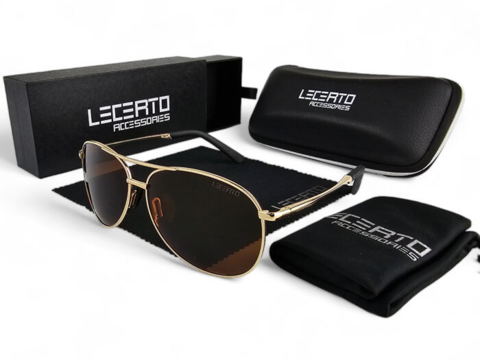OKULARY PRZECIWSŁONECZNE POLARYZACYJNE UV400 LECERTO AVIATOR ZESTAW - obrazek 7