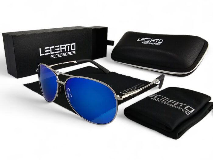 OKULARY PRZECIWSŁONECZNE POLARYZACYJNE UV400 LECERTO AVIATOR ZESTAW - obrazek 7