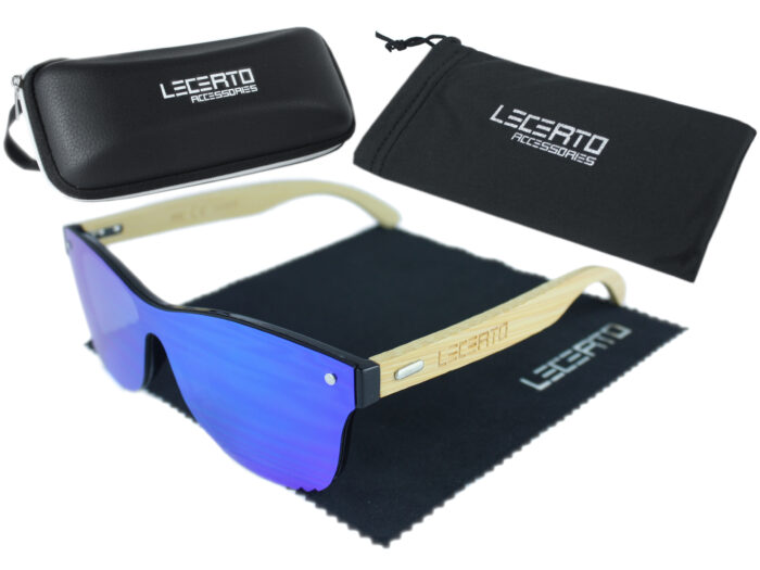 OKULARY PRZECIWSŁONECZNE DREWNIANE UV400 LECERTO ZESTAW - obrazek 8