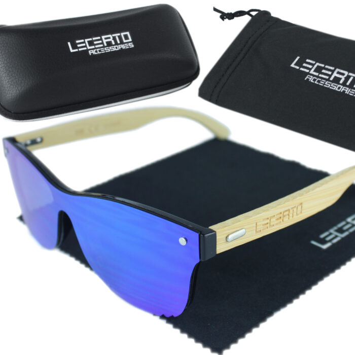 OKULARY PRZECIWSŁONECZNE DREWNIANE UV400 LECERTO ZESTAW - obrazek 1