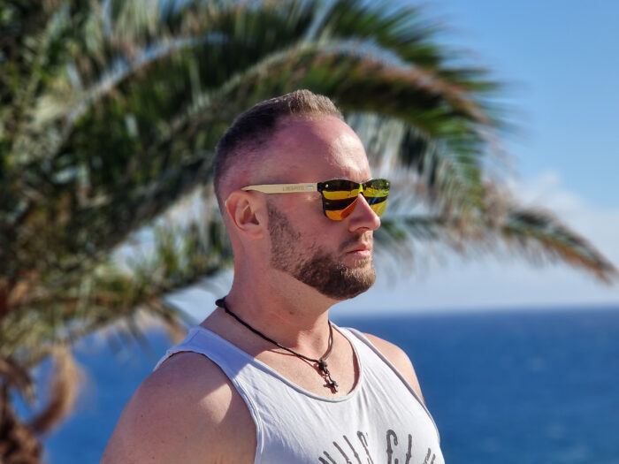 OKULARY PRZECIWSŁONECZNE DREWNIANE UV400 LECERTO ZESTAW - obrazek 4