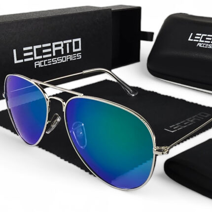 OKULARY PRZECIWSŁONECZNE POLARYZACYJNE UV400 LECERTO AVIATOR ZESTAW