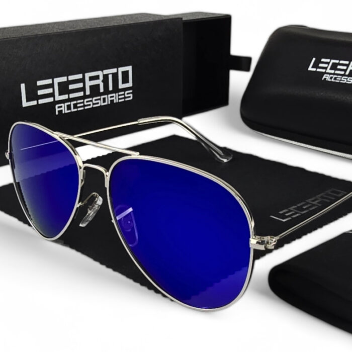 OKULARY PRZECIWSŁONECZNE POLARYZACYJNE UV400 LECERTO AVIATOR ZESTAW - obrazek 1