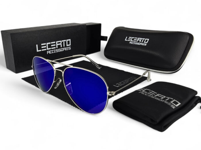 OKULARY PRZECIWSŁONECZNE POLARYZACYJNE UV400 LECERTO AVIATOR ZESTAW - obrazek 5
