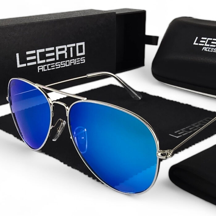 OKULARY PRZECIWSŁONECZNE POLARYZACYJNE UV400 LECERTO AVIATOR ZESTAW - obrazek 1