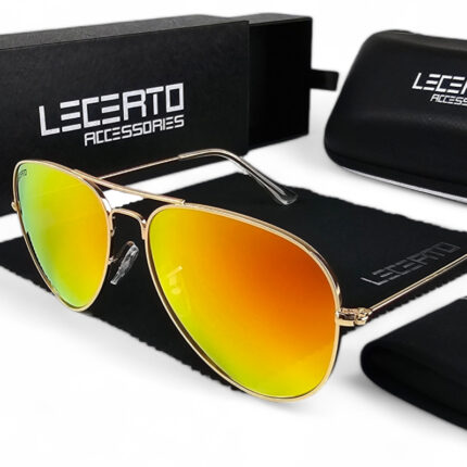 OKULARY PRZECIWSŁONECZNE POLARYZACYJNE UV400 LECERTO AVIATOR ZESTAW