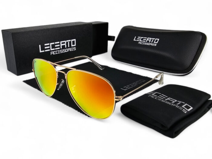 OKULARY PRZECIWSŁONECZNE POLARYZACYJNE UV400 LECERTO AVIATOR ZESTAW - obrazek 5