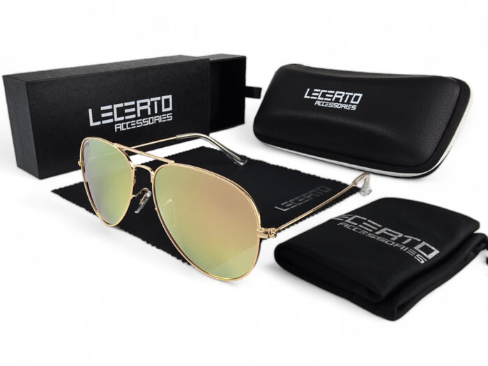 OKULARY PRZECIWSŁONECZNE POLARYZACYJNE UV400 LECERTO AVIATOR ZESTAW - obrazek 5