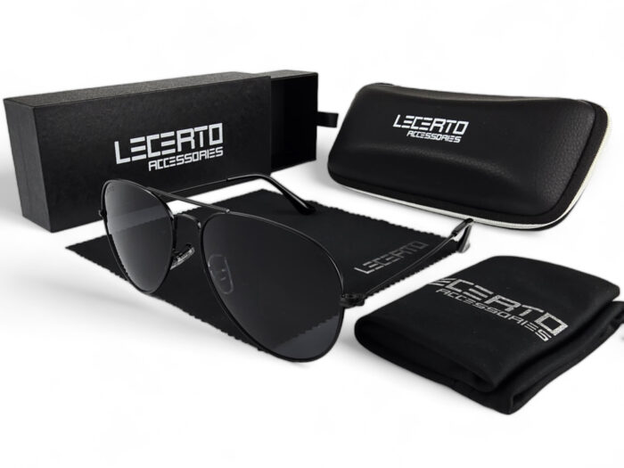 OKULARY PRZECIWSŁONECZNE POLARYZACYJNE UV400 LECERTO AVIATOR ZESTAW - obrazek 5