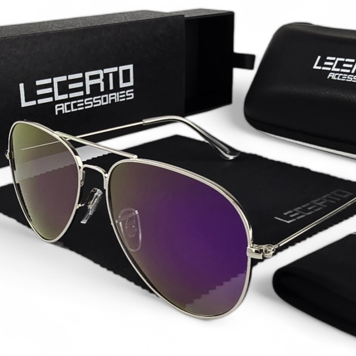 OKULARY PRZECIWSŁONECZNE POLARYZACYJNE UV400 LECERTO AVIATOR ZESTAW - obrazek 1