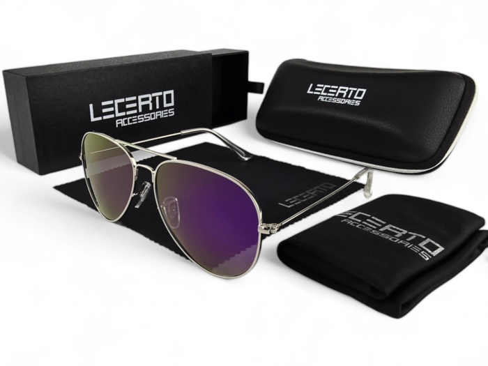 OKULARY PRZECIWSŁONECZNE POLARYZACYJNE UV400 LECERTO AVIATOR ZESTAW - obrazek 5