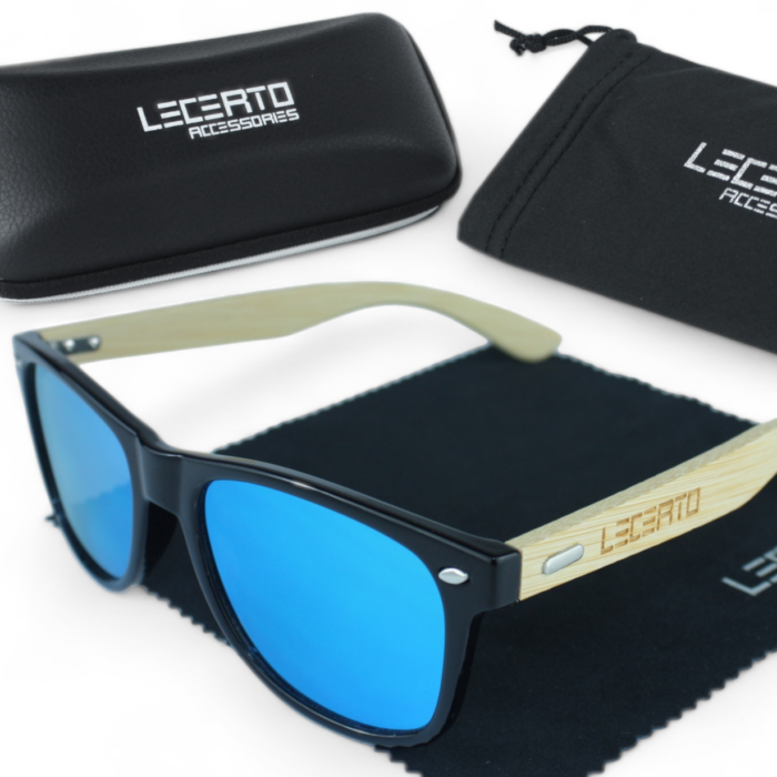 OKULARY PRZECIWSŁONECZNE DREWNIANE UV400 LECERTO ZESTAW - obrazek 1