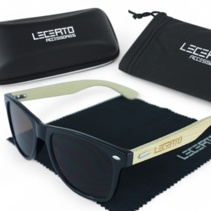 OKULARY PRZECIWSŁONECZNE DREWNIANE UV400 LECERTO ZESTAW