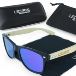 OKULARY PRZECIWSŁONECZNE DREWNIANE UV400 LECERTO ZESTAW
