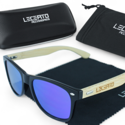 OKULARY PRZECIWSŁONECZNE DREWNIANE UV400 LECERTO ZESTAW
