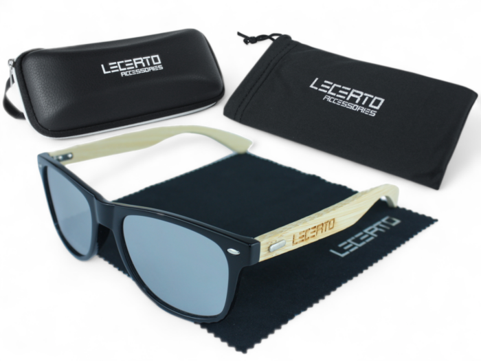 OKULARY PRZECIWSŁONECZNE DREWNIANE UV400 LECERTO ZESTAW - obrazek 5