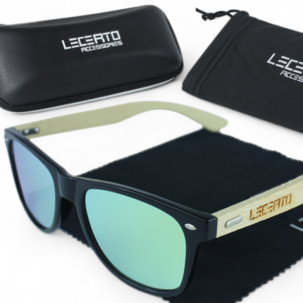 OKULARY PRZECIWSŁONECZNE DREWNIANE UV400 LECERTO ZESTAW