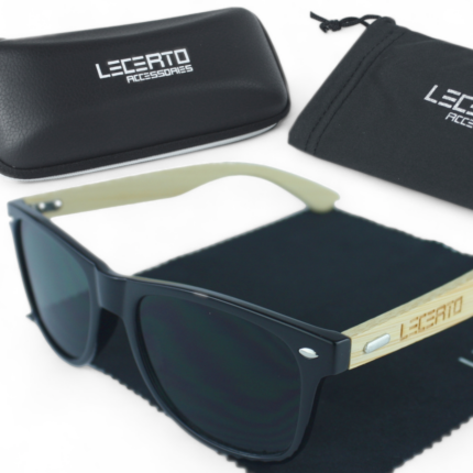 OKULARY PRZECIWSŁONECZNE DREWNIANE UV400 LECERTO ZESTAW