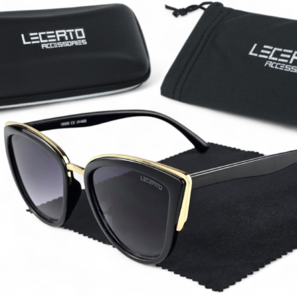 OKULARY PRZECIWSŁONECZNE DAMSKIE KOCIE UV400 LECERTO ZESTAW