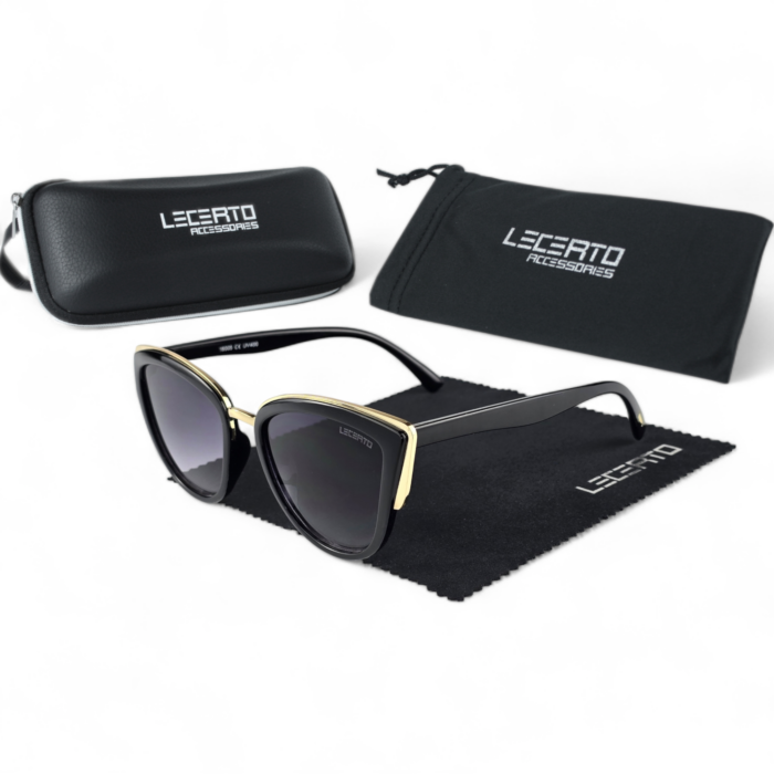 OKULARY PRZECIWSŁONECZNE DAMSKIE KOCIE UV400 LECERTO ZESTAW - obrazek 8