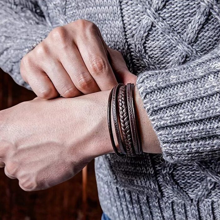 SKÓRZANA PERSONALIZOWANA BRANSOLETKA PLECIONA MĘSKA RZEMIEŃ SKÓRA NATURALNA PREMIUM GRAWER GRATIS - obrazek 10