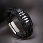 SKÓRZANA BRANSOLETKA PLECIONA MĘSKA POTRÓJNY RZEMIEŃ PREMIUM - obrazek 5