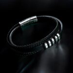 SKÓRZANA BRANSOLETKA PLECIONA MĘSKA POTRÓJNY RZEMIEŃ PREMIUM - obrazek 2