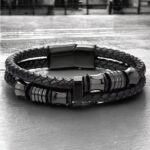 SKÓRZANA PERSONALIZOWANA BRANSOLETKA PLECIONA MĘSKA RZEMIEŃ SKÓRA NATURALNA PREMIUM GRAWER GRATIS - obrazek 2