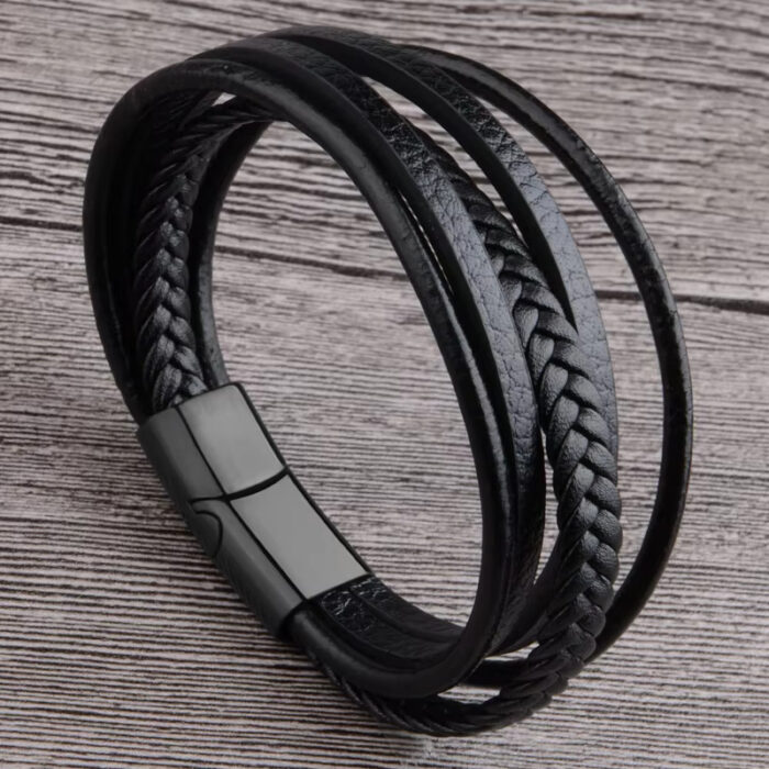 SKÓRZANA PERSONALIZOWANA BRANSOLETKA PLECIONA MĘSKA RZEMIEŃ SKÓRA NATURALNA PREMIUM GRAWER GRATIS - obrazek 6