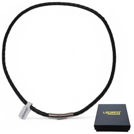 LECERTO SKÓRZANY NASZYJNIK MĘSKI PLECIONY RZEMIEŃ 4MM SKÓRA NATURALNA PREMIUM