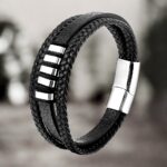 SKÓRZANA BRANSOLETKA PLECIONA MĘSKA POTRÓJNY RZEMIEŃ PREMIUM - obrazek 6